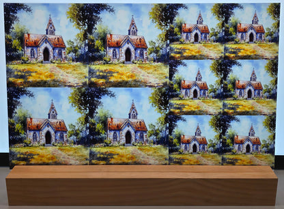 DecoCraft - Scenic Tiles Series - Stone Chapel in the Meadow