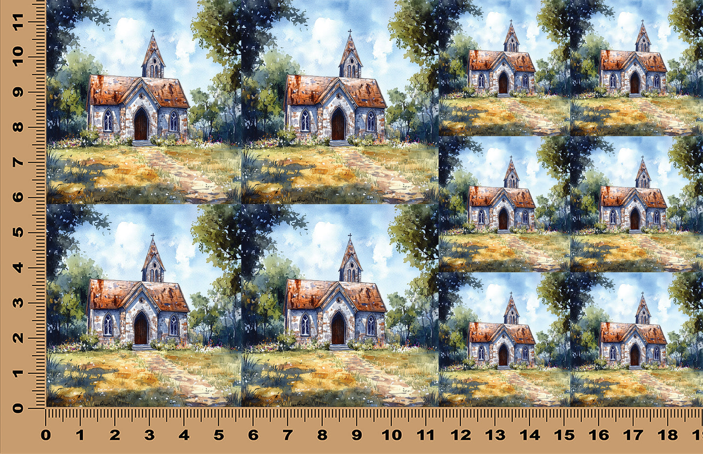 DecoCraft - Scenic Tiles Series - Stone Chapel in the Meadow