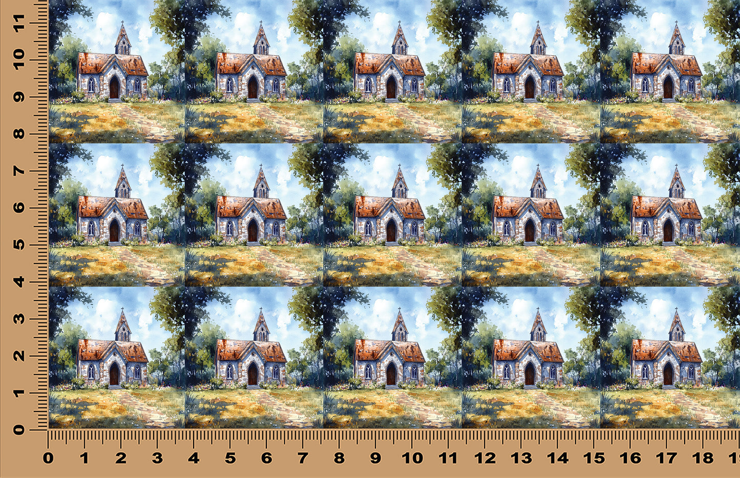 DecoCraft - Scenic Tiles Series - Stone Chapel in the Meadow