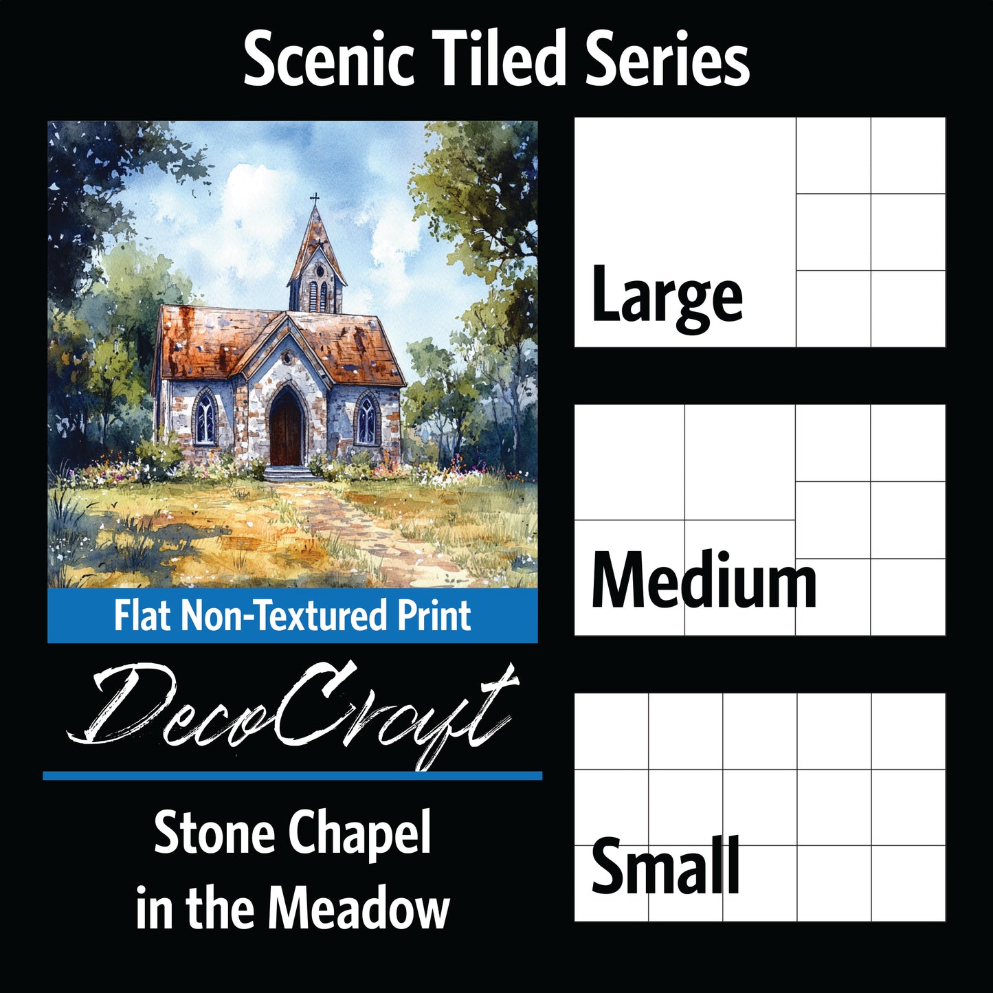 DecoCraft - Scenic Tiles Series - Stone Chapel in the Meadow