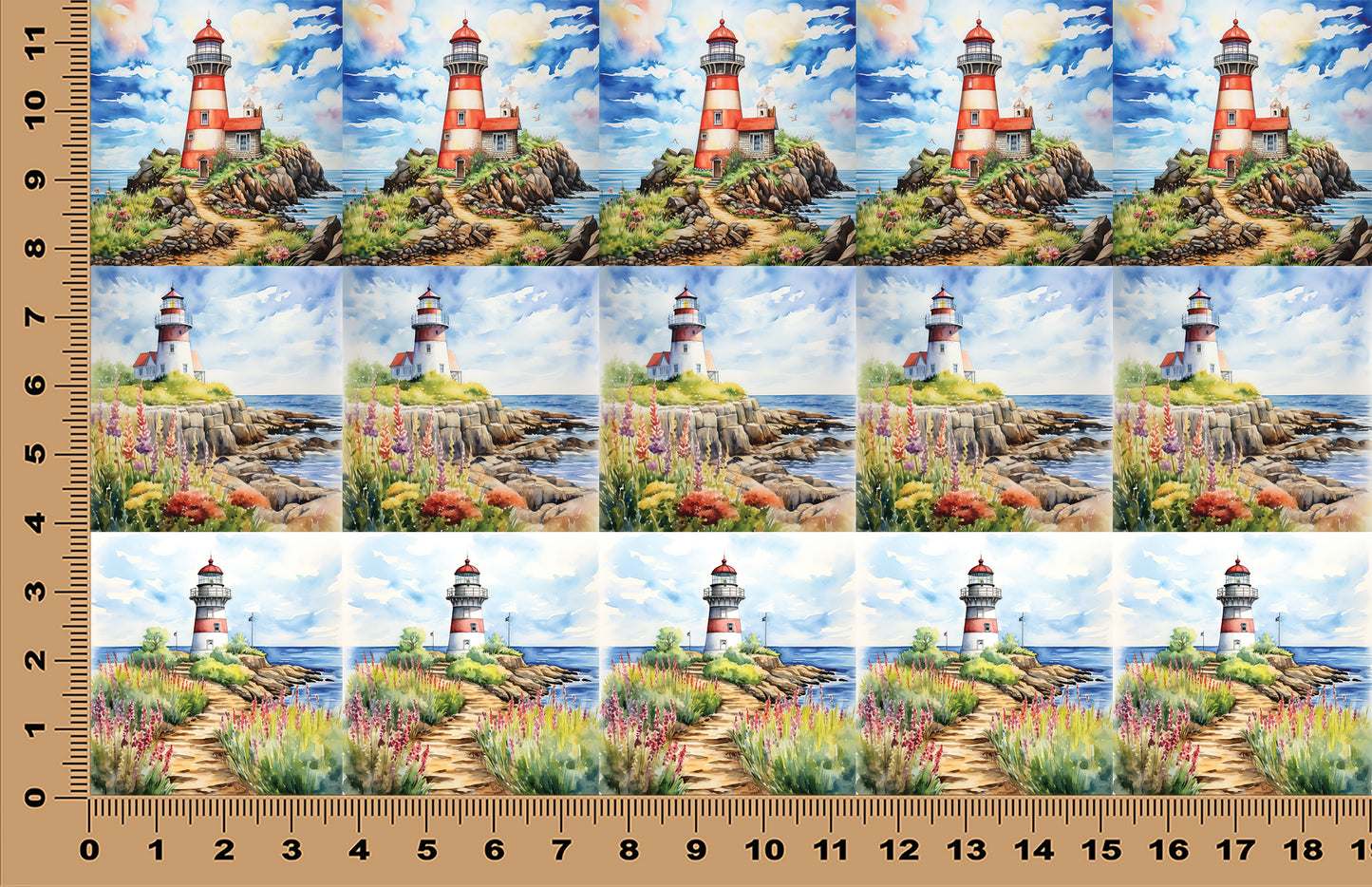 DecoCraft - Scenic Tiles Series - Watercolor Lighthouses - Harbor Light