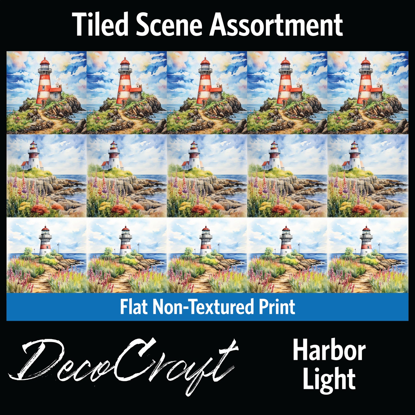 DecoCraft - Scenic Tiles Series - Watercolor Lighthouses - Harbor Light