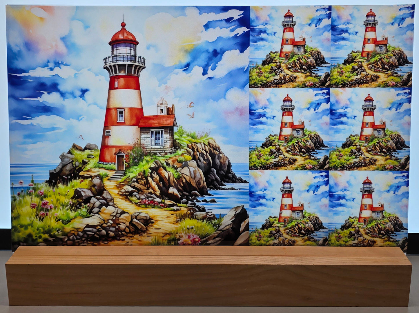 DecoCraft - Scenic Tiles Series - Watercolor Lighthouses - Beacon on the Wild Coast
