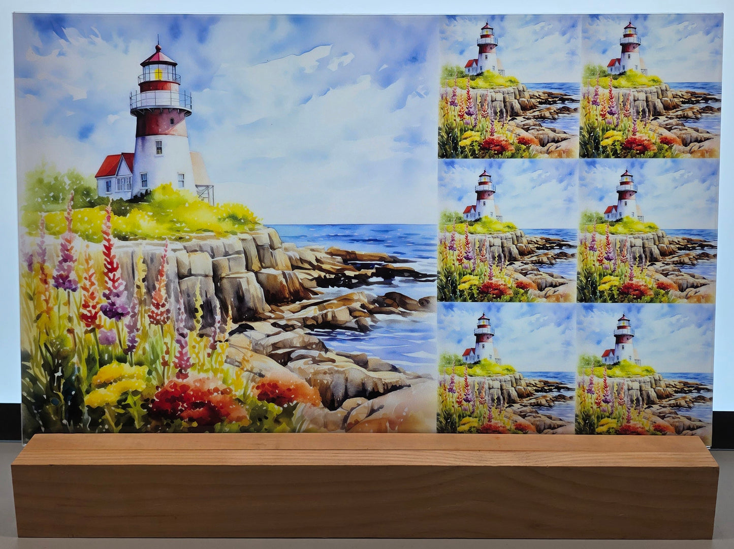 DecoCraft - Scenic Tiles Series - Watercolor Lighthouses - Cliffside Calm