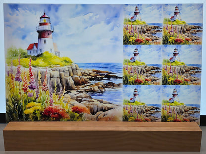 DecoCraft - Scenic Tiles Series - Watercolor Lighthouses - Cliffside Calm