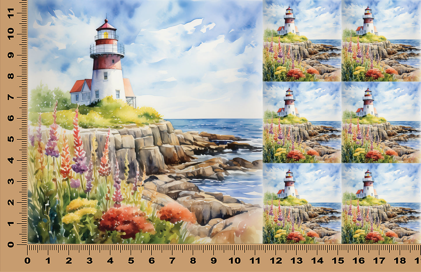 DecoCraft - Scenic Tiles Series - Watercolor Lighthouses - Cliffside Calm