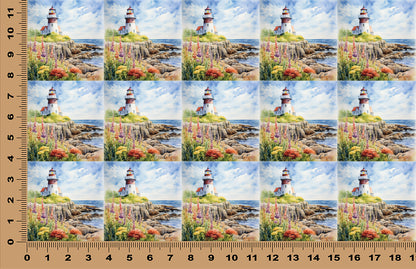 DecoCraft - Scenic Tiles Series - Watercolor Lighthouses - Cliffside Calm