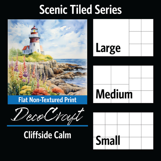 DecoCraft - Scenic Tiles Series - Watercolor Lighthouses - Cliffside Calm