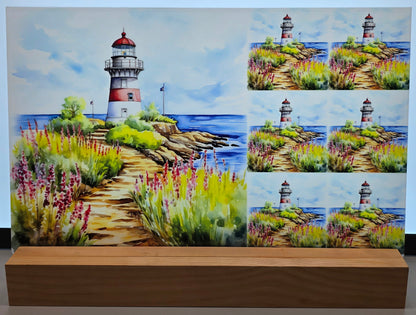 DecoCraft - Scenic Tiles Series - Watercolor Lighthouses - Path to the Light
