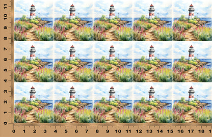 DecoCraft - Scenic Tiles Series - Watercolor Lighthouses - Path to the Light