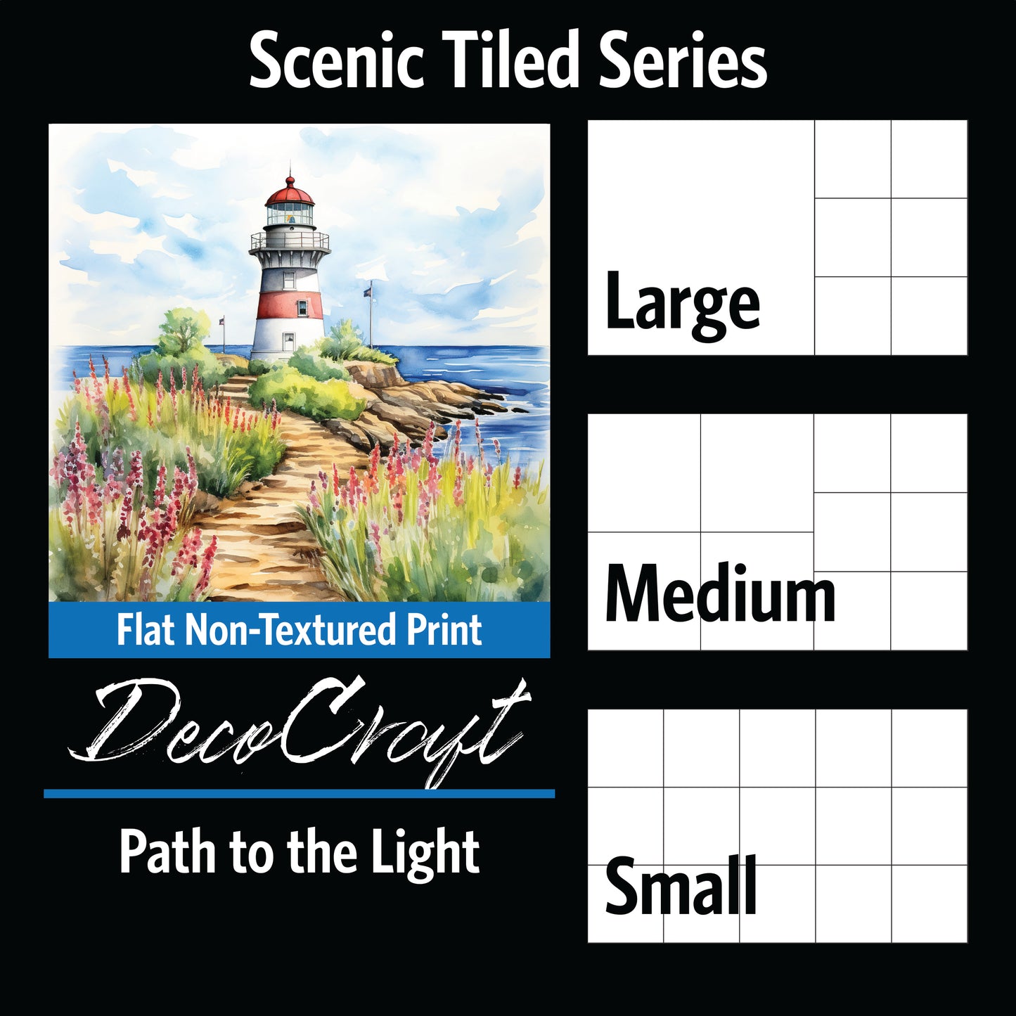 DecoCraft - Scenic Tiles Series - Watercolor Lighthouses - Path to the Light