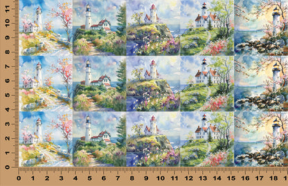 DecoCraft - Scenic Tiles Series - Watercolor Lighthouses - Whispers of the Coast