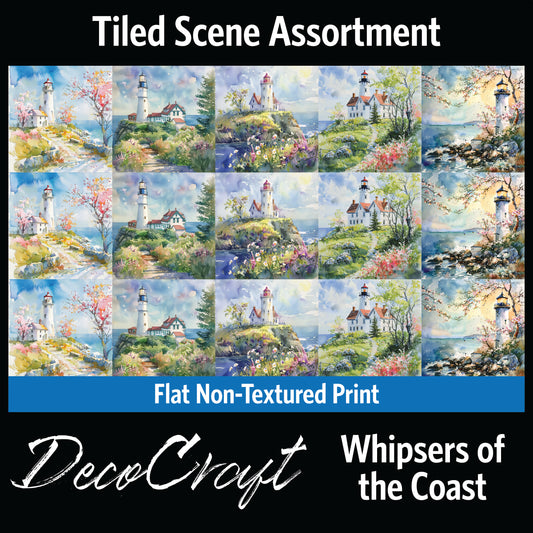 DecoCraft - Scenic Tiles Series - Watercolor Lighthouses - Whispers of the Coast