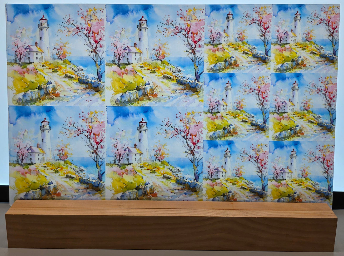 DecoCraft - Scenic Tiles Series - Watercolor Lighthouses - Blossoms by the Beacon