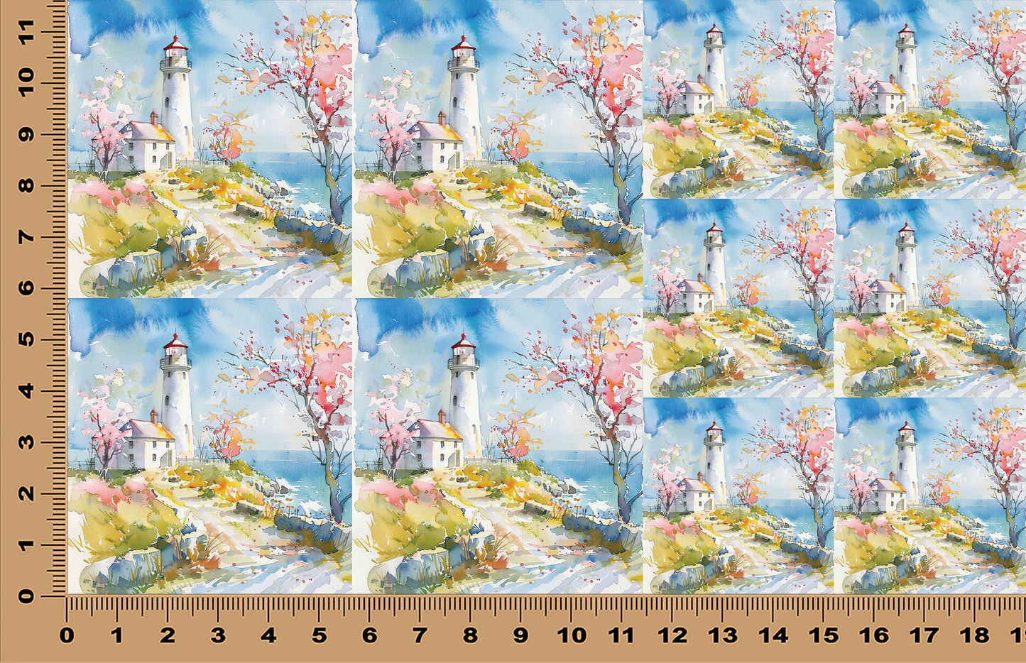 DecoCraft - Scenic Tiles Series - Watercolor Lighthouses - Blossoms by the Beacon