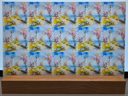 DecoCraft - Scenic Tiles Series - Watercolor Lighthouses - Blossoms by the Beacon