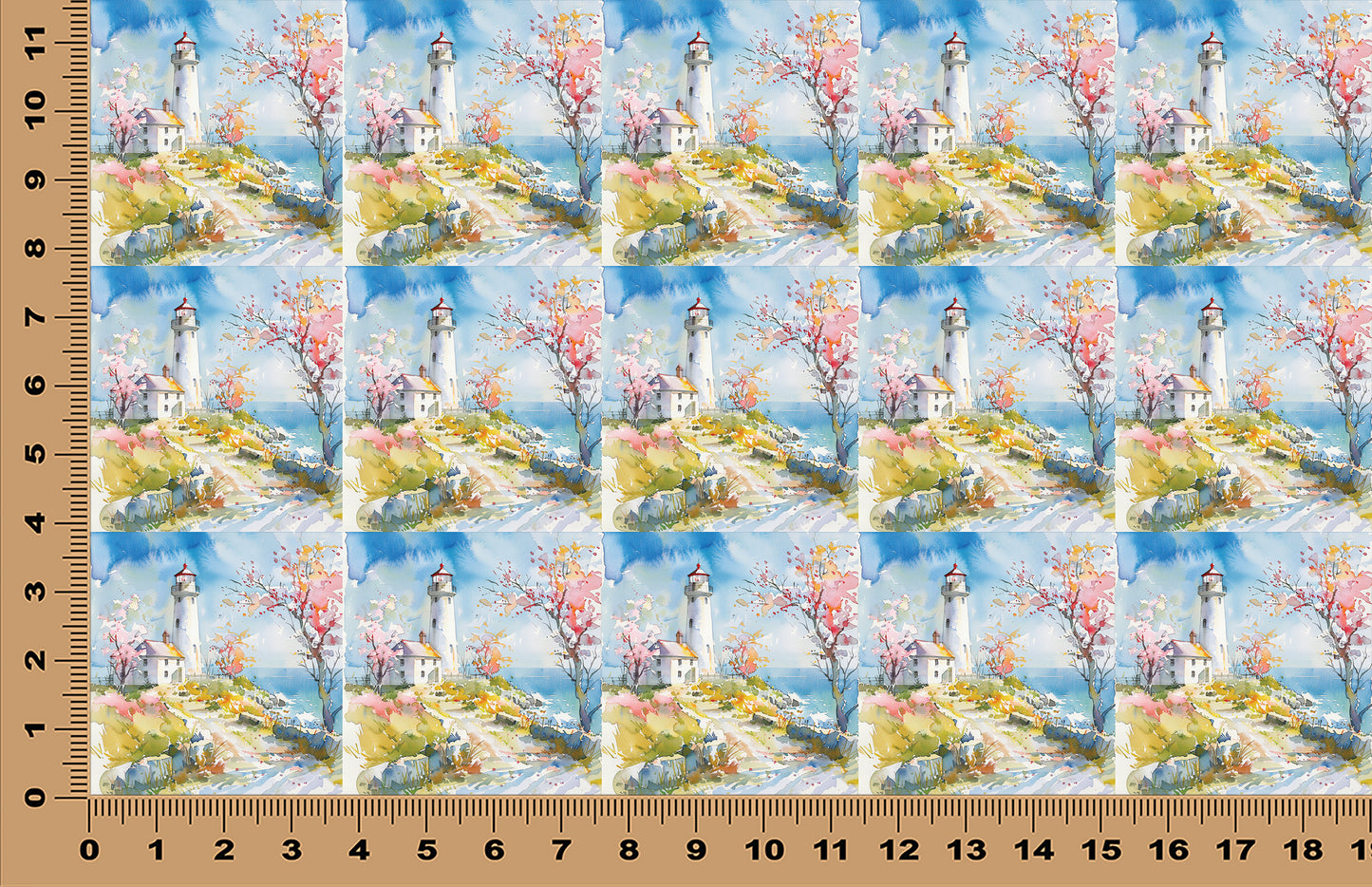 DecoCraft - Scenic Tiles Series - Watercolor Lighthouses - Blossoms by the Beacon