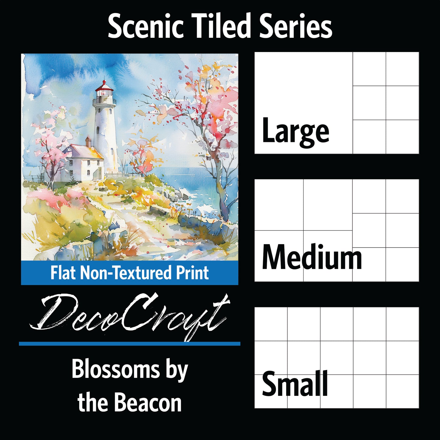 DecoCraft - Scenic Tiles Series - Watercolor Lighthouses - Blossoms by the Beacon