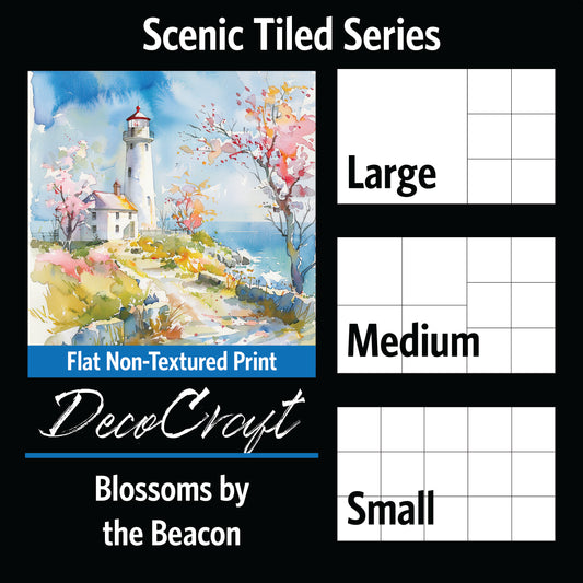 DecoCraft - Scenic Tiles Series - Watercolor Lighthouses - Blossoms by the Beacon
