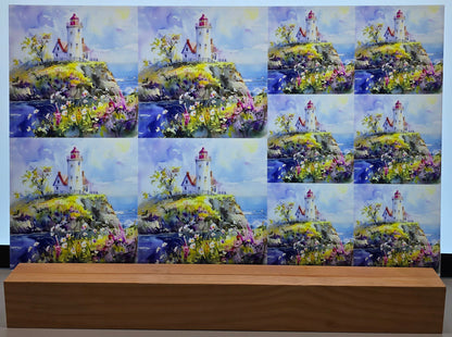 DecoCraft - Scenic Tiles Series - Watercolor Lighthouses - Garden of the Guiding Light