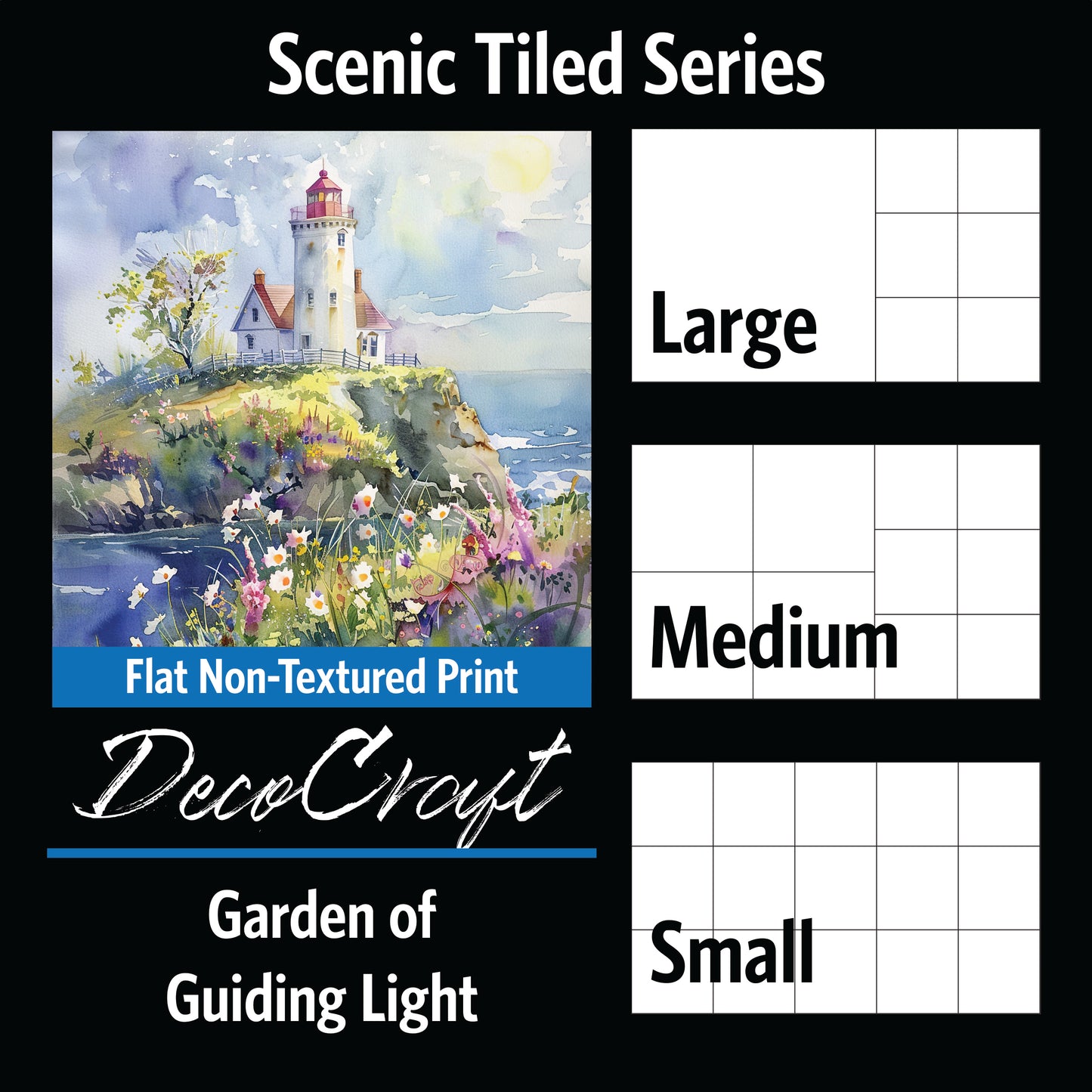 DecoCraft - Scenic Tiles Series - Watercolor Lighthouses - Garden of the Guiding Light
