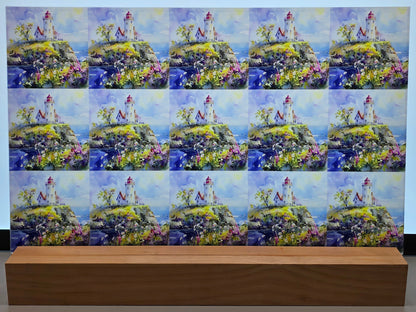 DecoCraft - Scenic Tiles Series - Watercolor Lighthouses - Garden of the Guiding Light