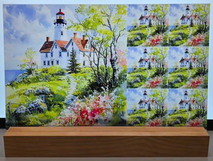DecoCraft - Scenic Tiles Series - Watercolor Lighthouses - Harbor Home