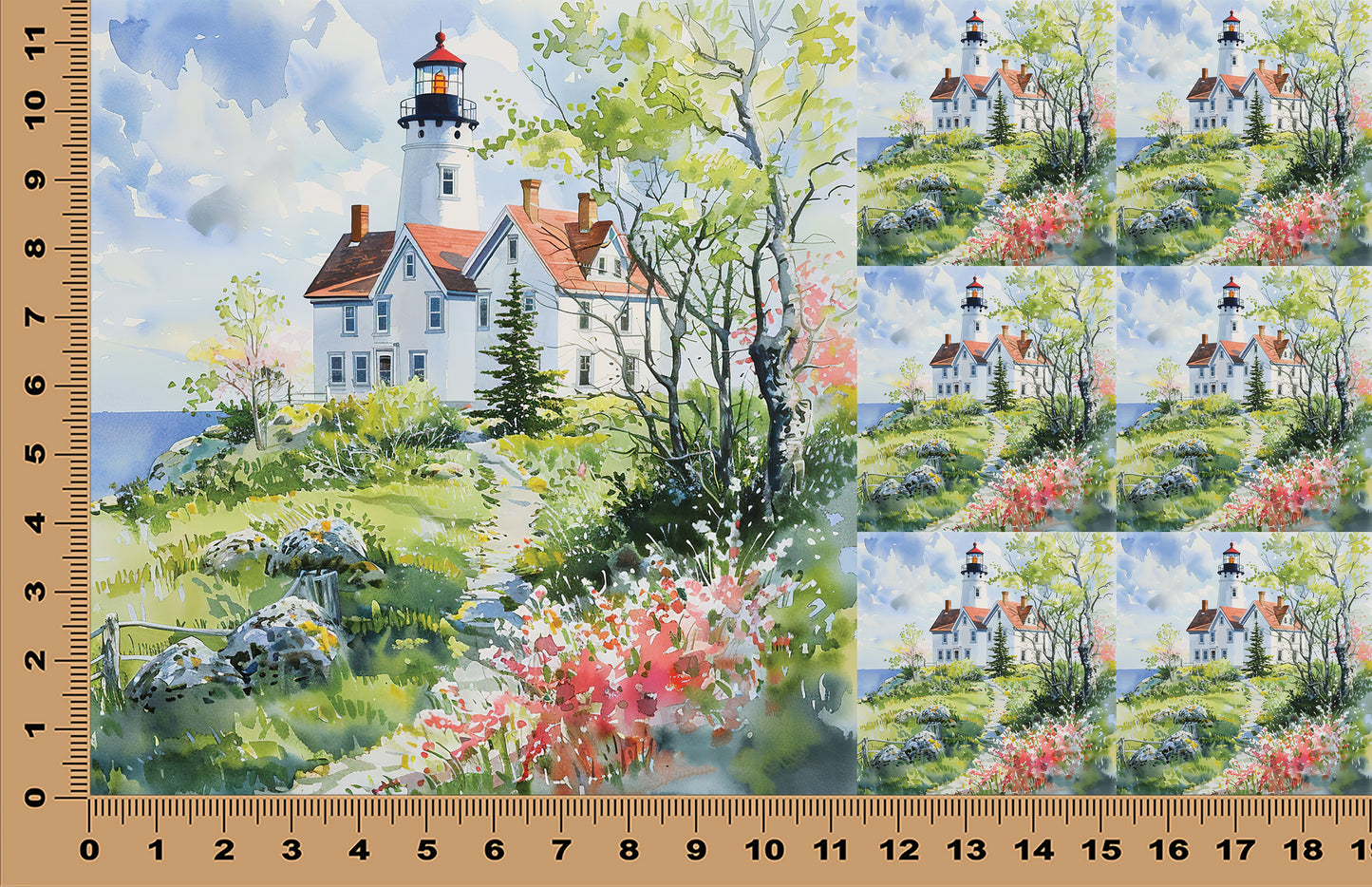 DecoCraft - Scenic Tiles Series - Watercolor Lighthouses - Harbor Home