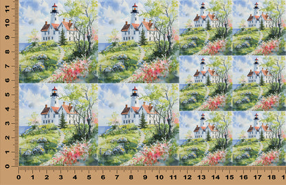 DecoCraft - Scenic Tiles Series - Watercolor Lighthouses - Harbor Home