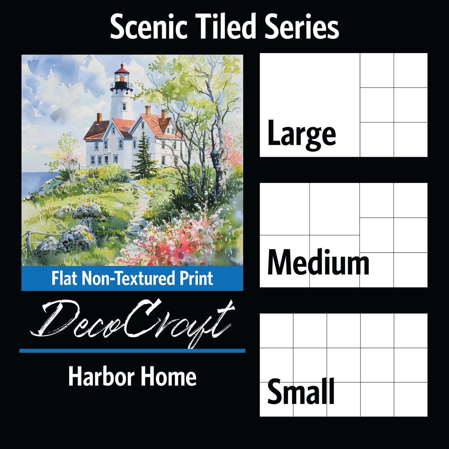 DecoCraft - Scenic Tiles Series - Watercolor Lighthouses - Harbor Home