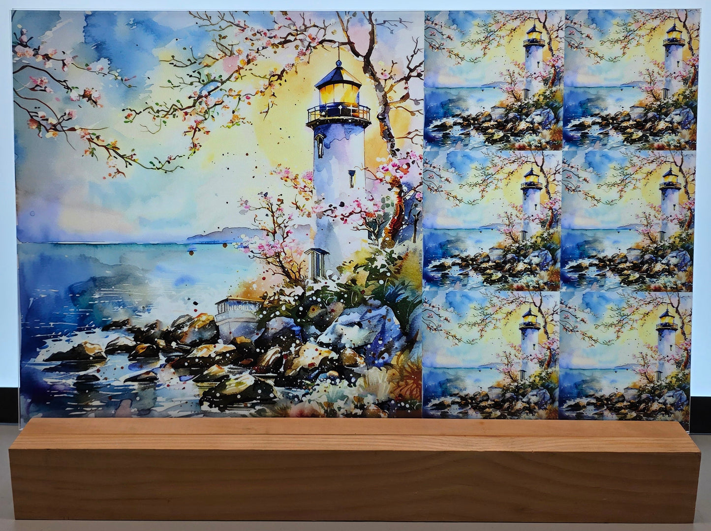 DecoCraft - Scenic Tiles Series - Watercolor Lighthouses - Evening Tide Beacon