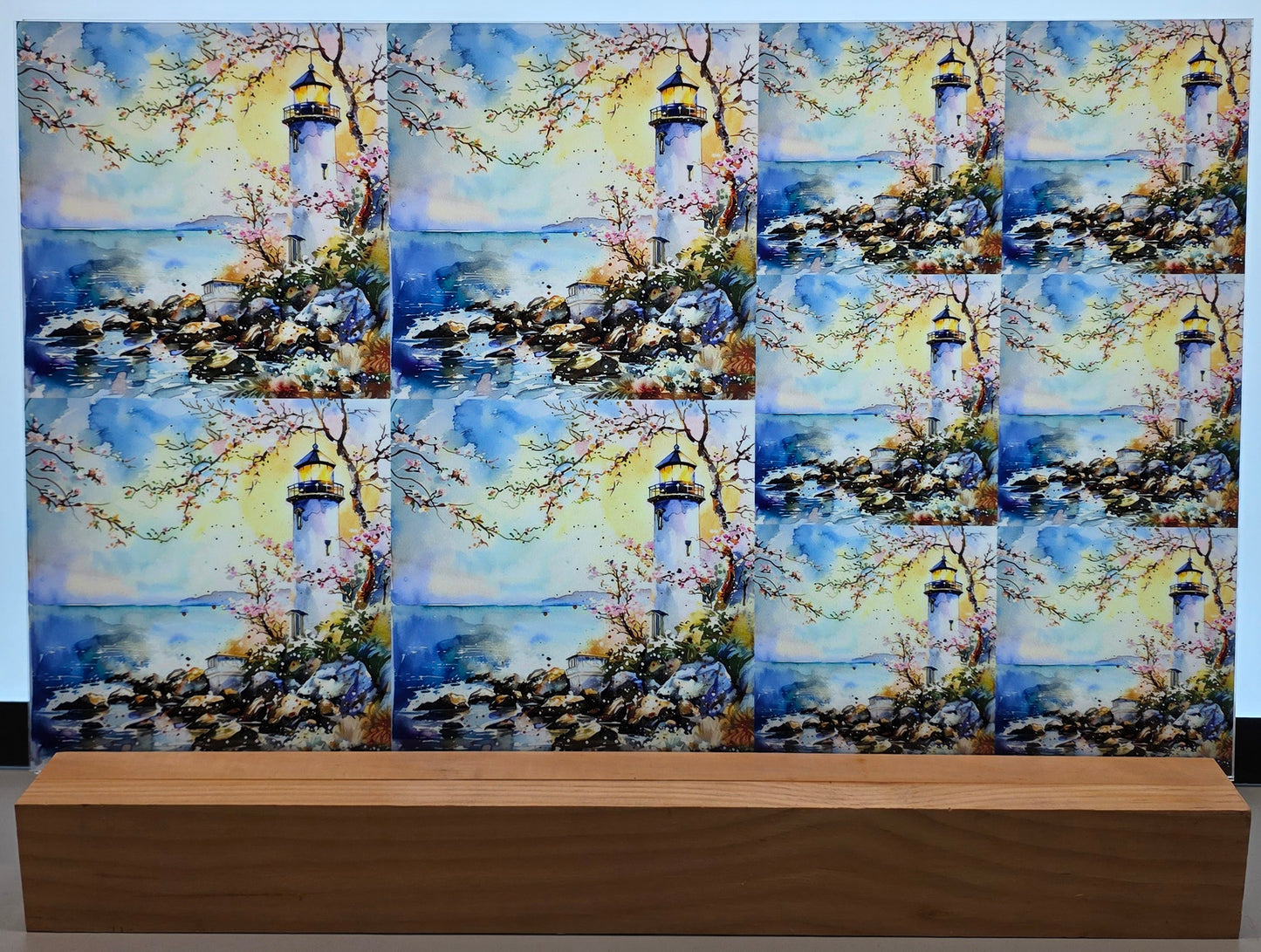 DecoCraft - Scenic Tiles Series - Watercolor Lighthouses - Evening Tide Beacon