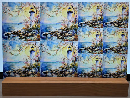 DecoCraft - Scenic Tiles Series - Watercolor Lighthouses - Evening Tide Beacon