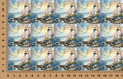 DecoCraft - Scenic Tiles Series - Watercolor Lighthouses - Evening Tide Beacon