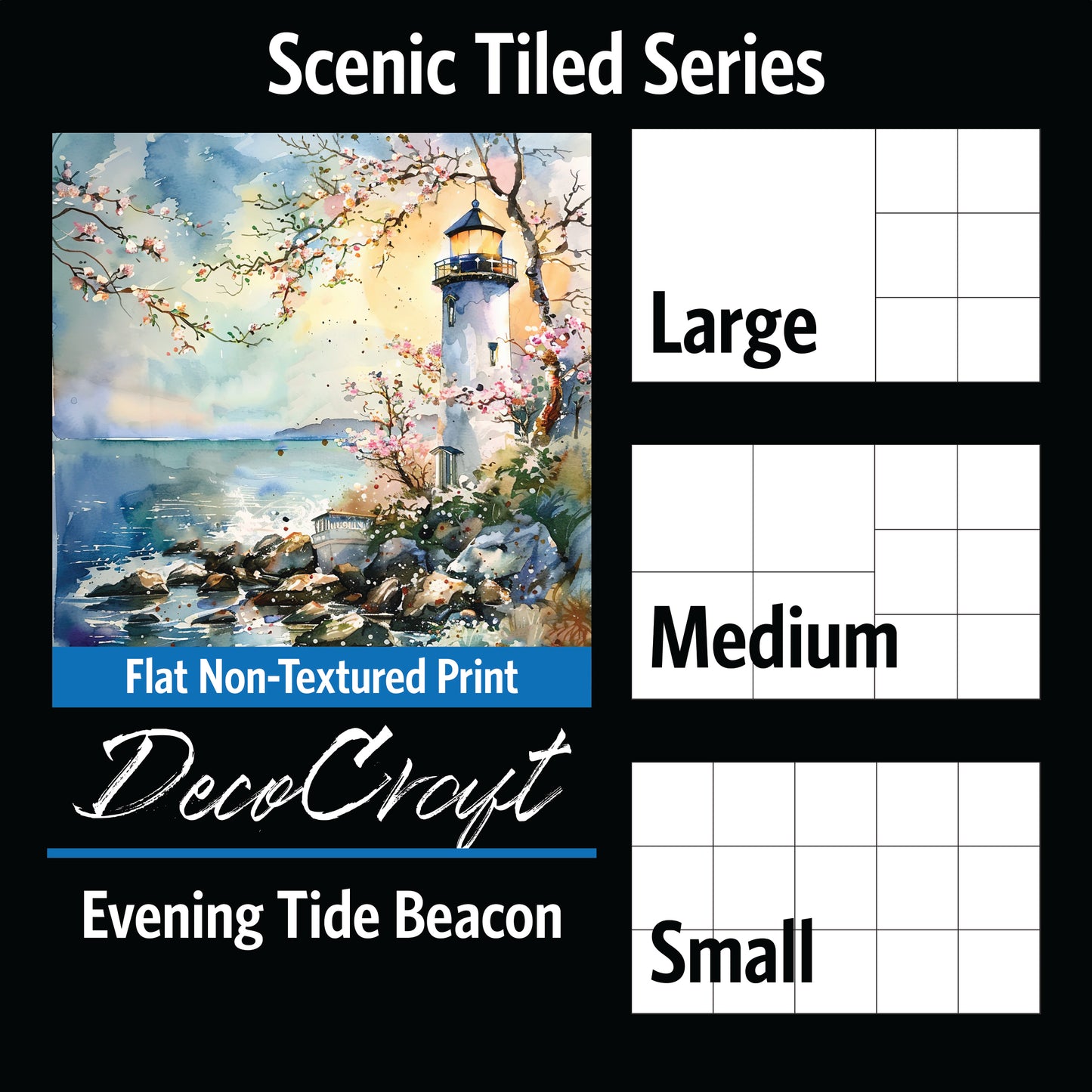 DecoCraft - Scenic Tiles Series - Watercolor Lighthouses - Evening Tide Beacon