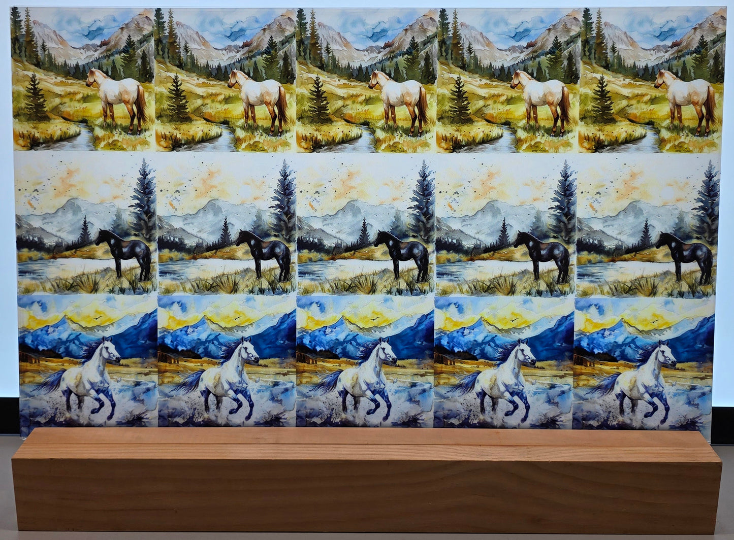 DecoCraft - Scenic Tiles Series - Watercolor Horses - Wild Spirit Range