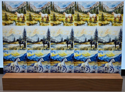 DecoCraft - Scenic Tiles Series - Watercolor Horses - Wild Spirit Range