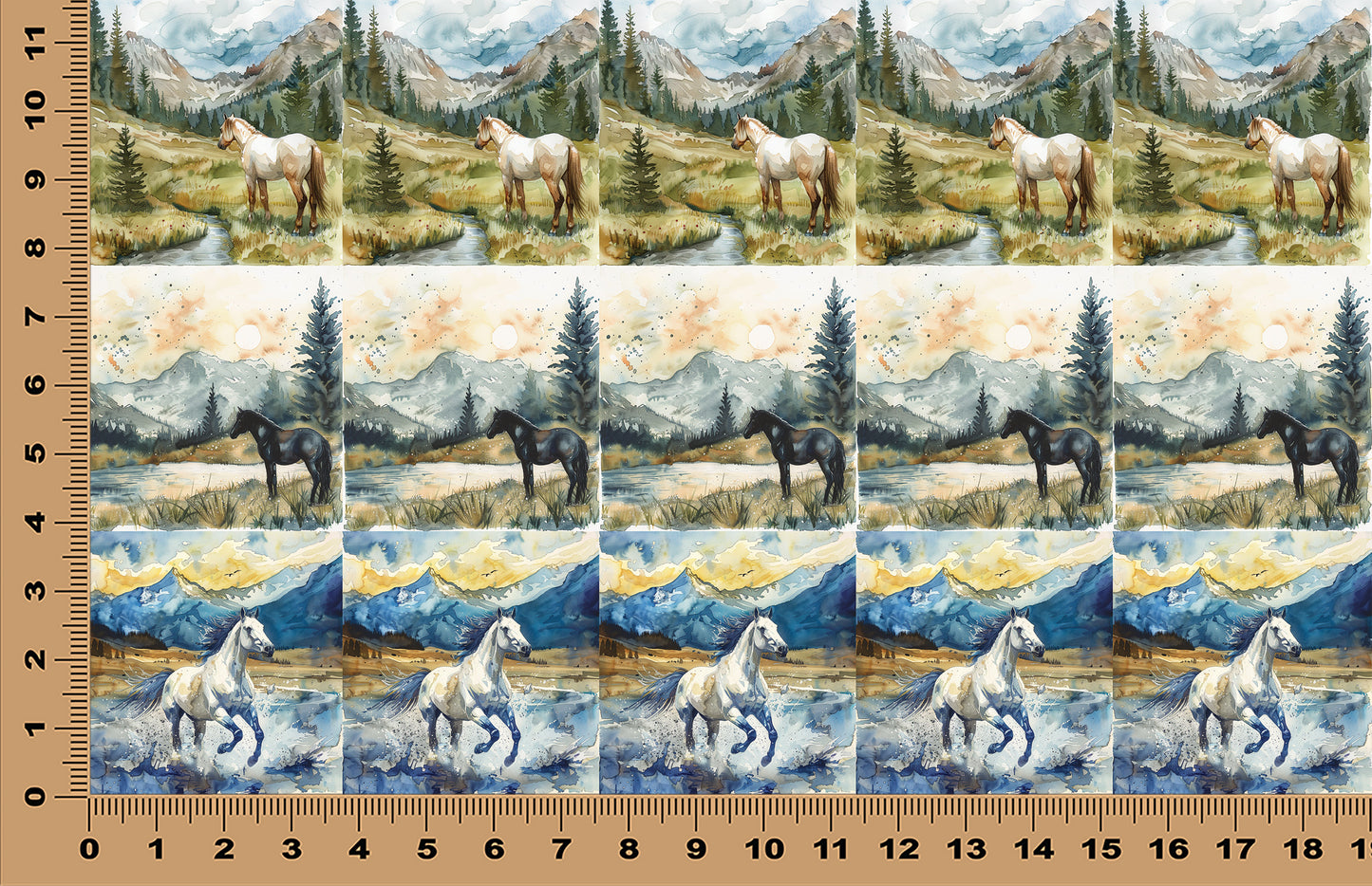 DecoCraft - Scenic Tiles Series - Watercolor Horses - Wild Spirit Range