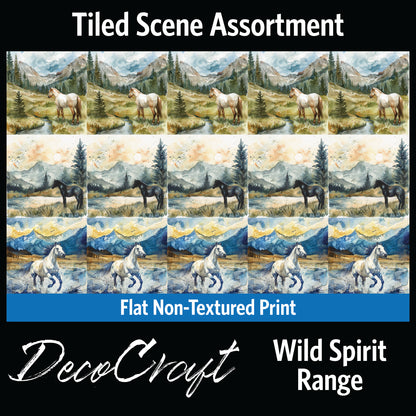 DecoCraft - Scenic Tiles Series - Watercolor Horses - Wild Spirit Range