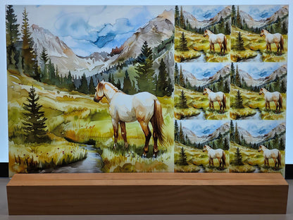 DecoCraft - Scenic Tiles Series - Watercolor Horses - Meadow Watcher