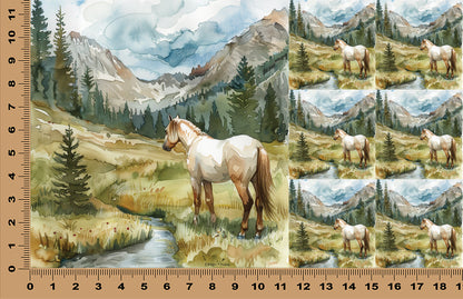 DecoCraft - Scenic Tiles Series - Watercolor Horses - Meadow Watcher