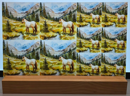 DecoCraft - Scenic Tiles Series - Watercolor Horses - Meadow Watcher