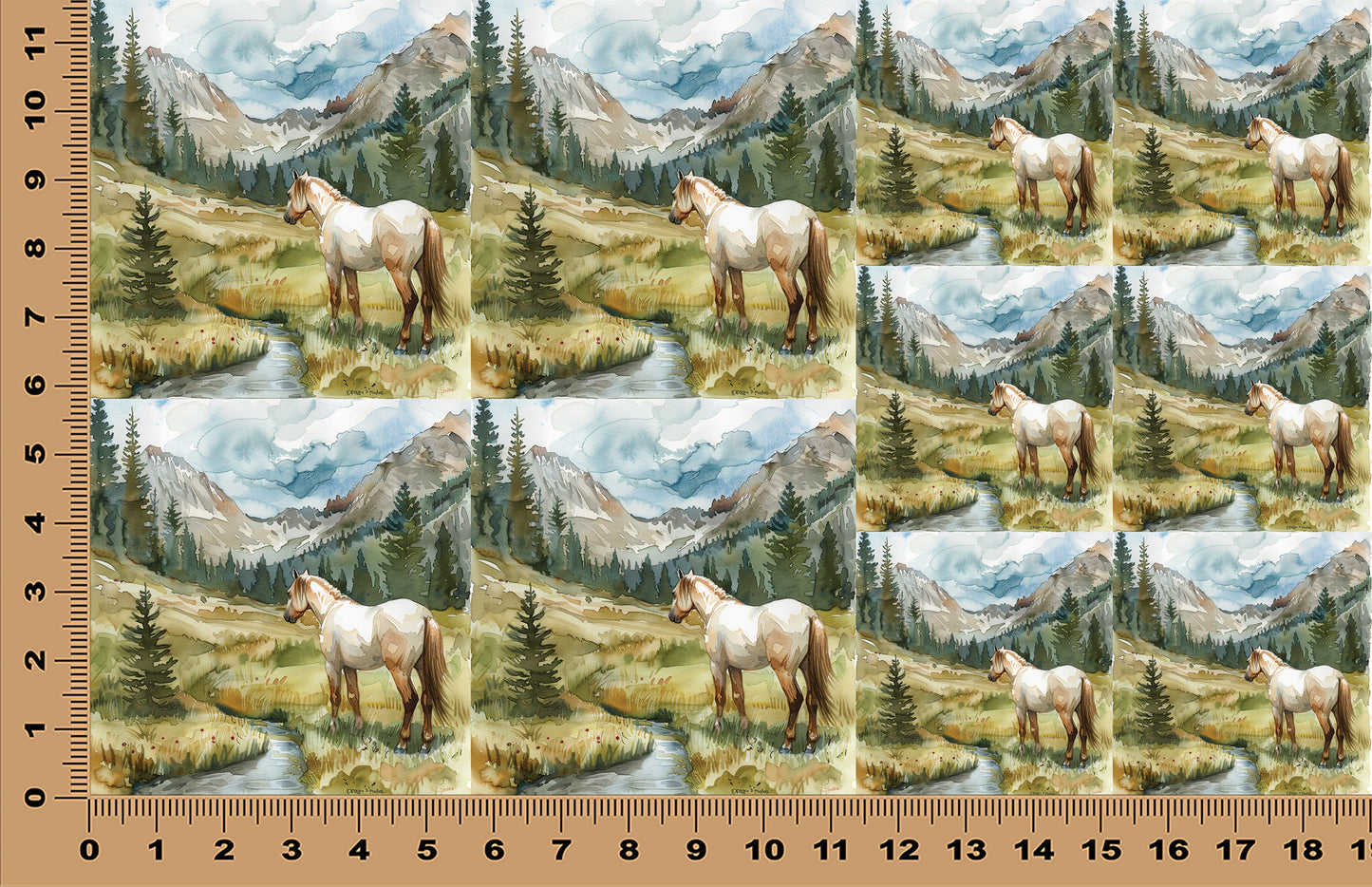 DecoCraft - Scenic Tiles Series - Watercolor Horses - Meadow Watcher