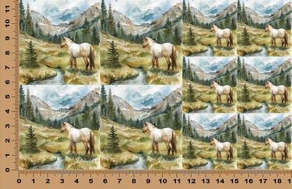 DecoCraft - Scenic Tiles Series - Watercolor Horses - Meadow Watcher