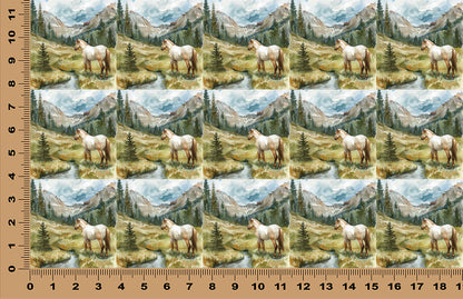 DecoCraft - Scenic Tiles Series - Watercolor Horses - Meadow Watcher