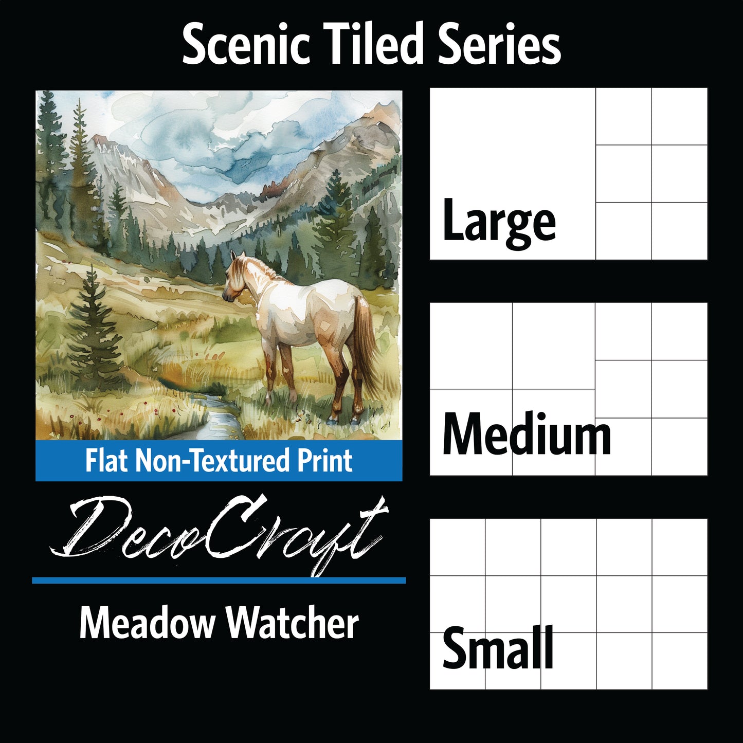 DecoCraft - Scenic Tiles Series - Watercolor Horses - Meadow Watcher