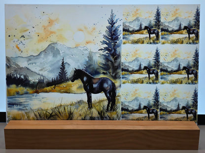 DecoCraft - Scenic Tiles Series - Watercolor Horses - Still Waters