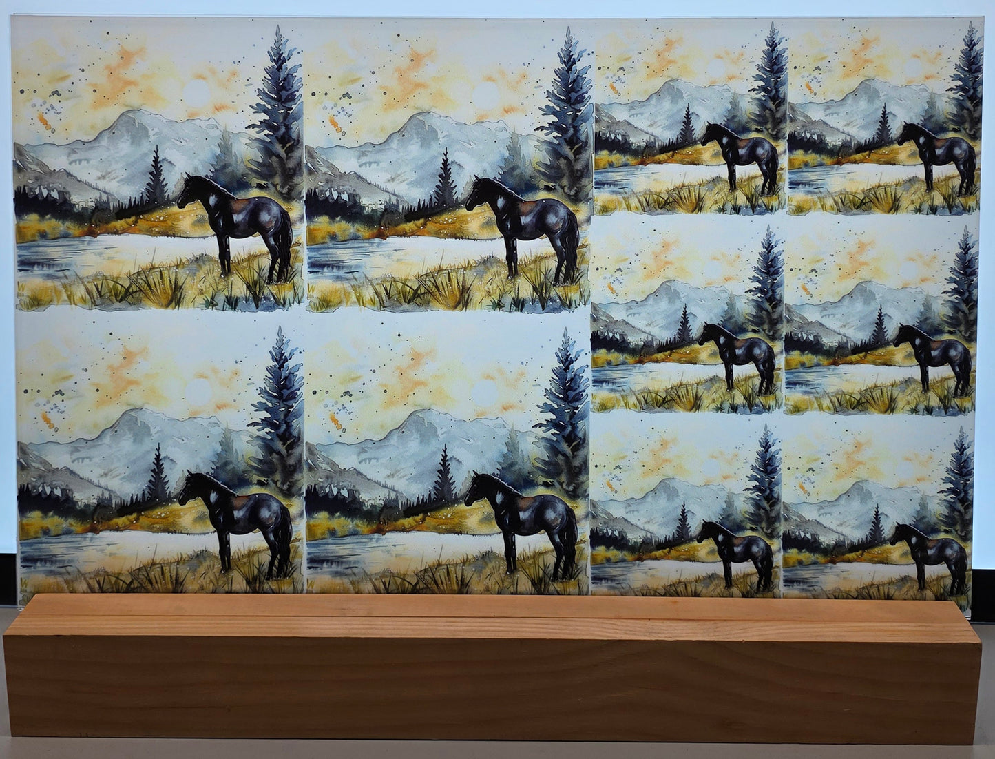 DecoCraft - Scenic Tiles Series - Watercolor Horses - Still Waters