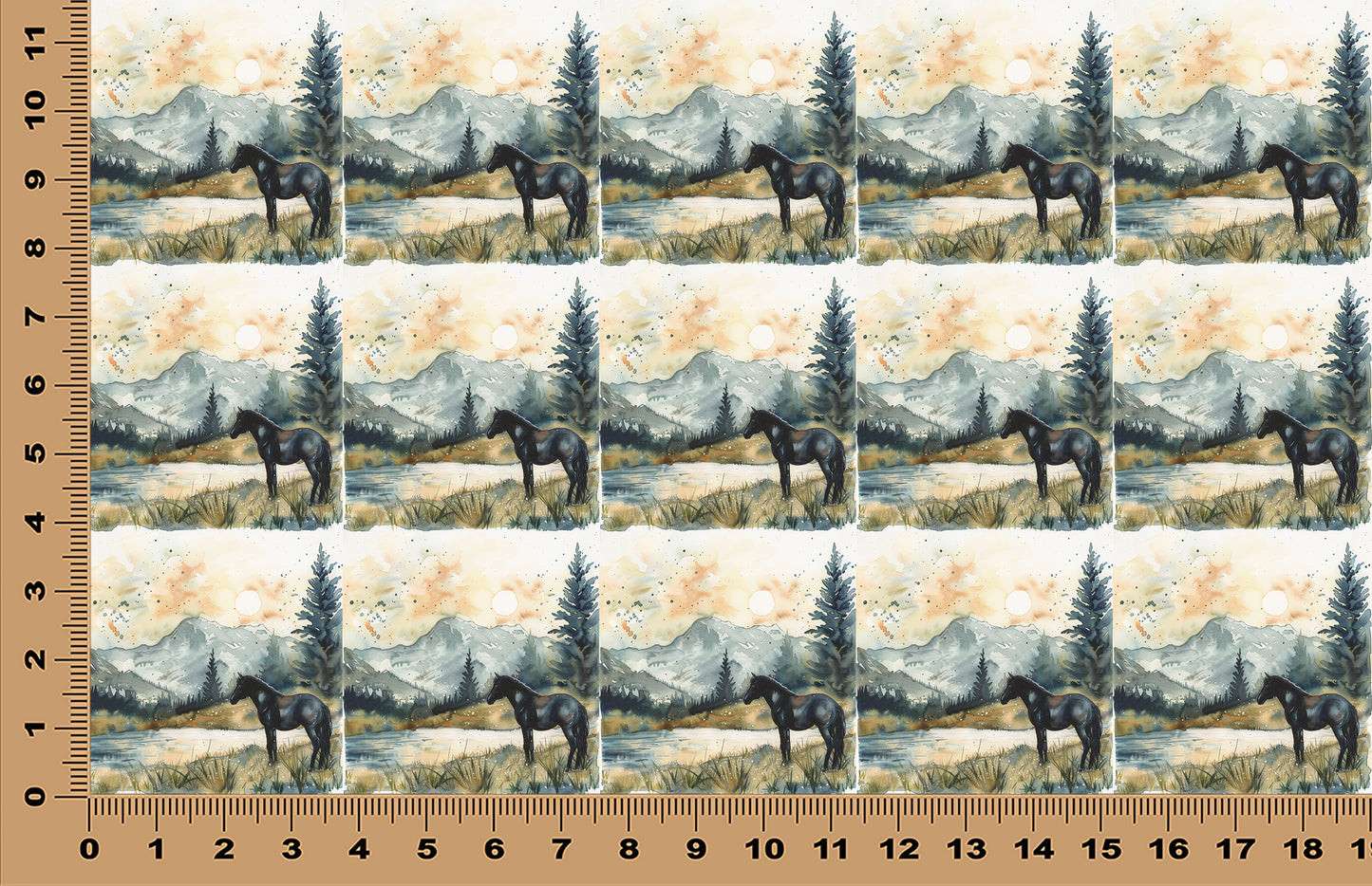 DecoCraft - Scenic Tiles Series - Watercolor Horses - Still Waters