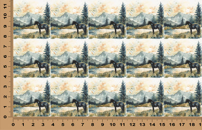 DecoCraft - Scenic Tiles Series - Watercolor Horses - Still Waters